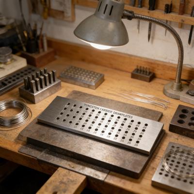 0.04-0.45/0.04-0.8/0.04-1.6mm Πλάκα Σχεδίασης Καλωδίων από Καρβίδιο Στρογγυλό Σχήμα Εργαλείο Κατασκευής Κοσμημάτων με Καλώδιο Μέτρηση Σχεδίασης Καλωδίου