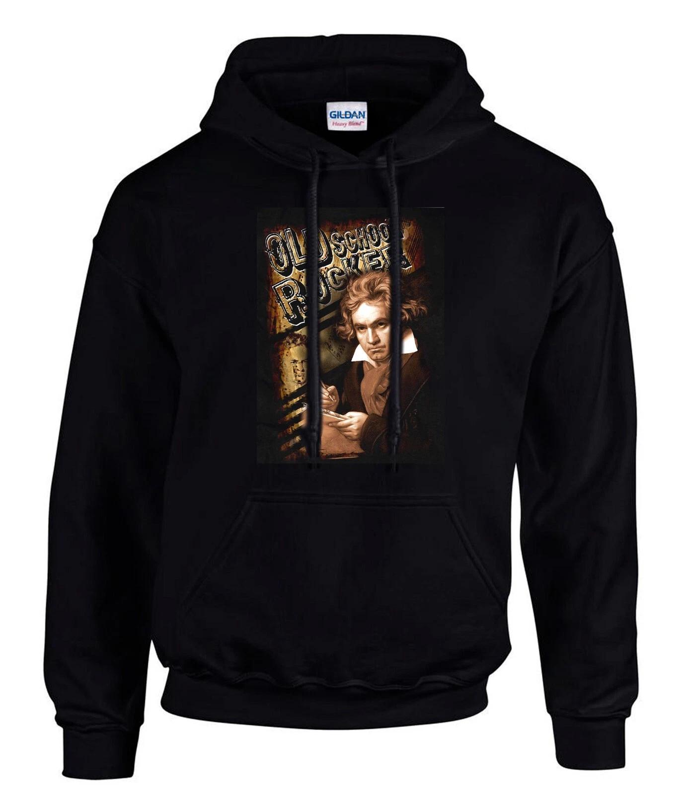 Oldschool rocker Ludwig van Beethoven Schwarze Hoodies Kapuzenpullover -3173-SW S