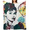 Audrey Hepburn culori naturale Pătură Aruncată Pătură pentru Canapea Designeri Pufos Pături Personalizate