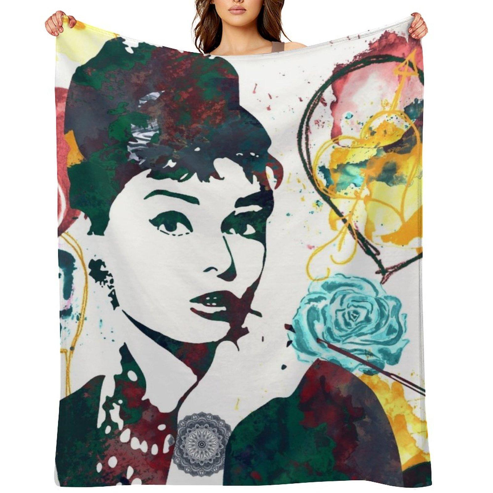 Audrey Hepburn nature colours Throw Blanket Sofa Throw Designers Furry Custom Blankets 30x40in