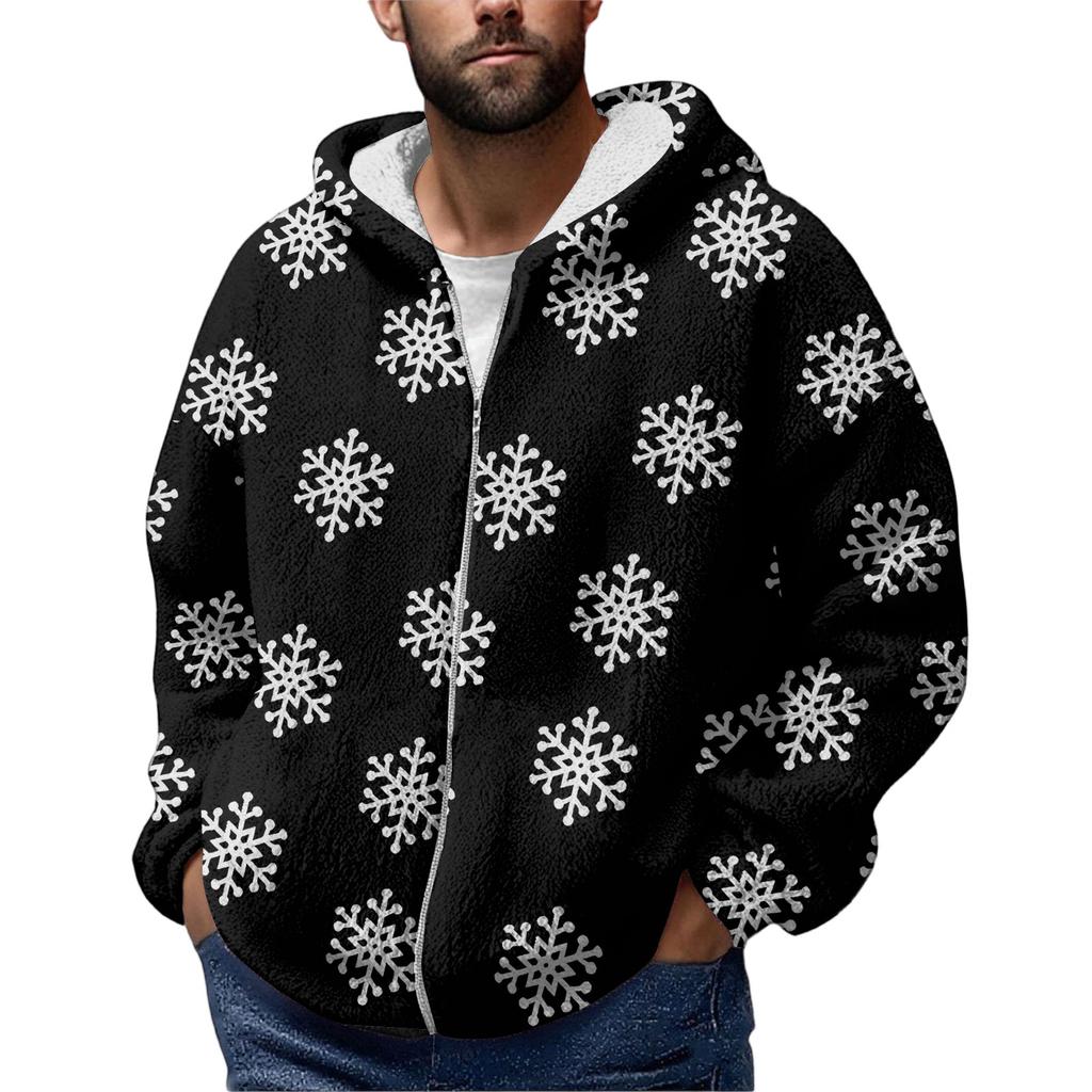 Men'S  Winter Zipper Hooded Fleece Sweatshirt With Patch Pocket Casual Jacket