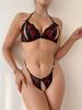 Seductive Red Lip Black Halter Front-Closure Bra & Thong Sets Summer Female Underwear Cute Erotic Sexy Lingerie Suit 2-Piece Set
