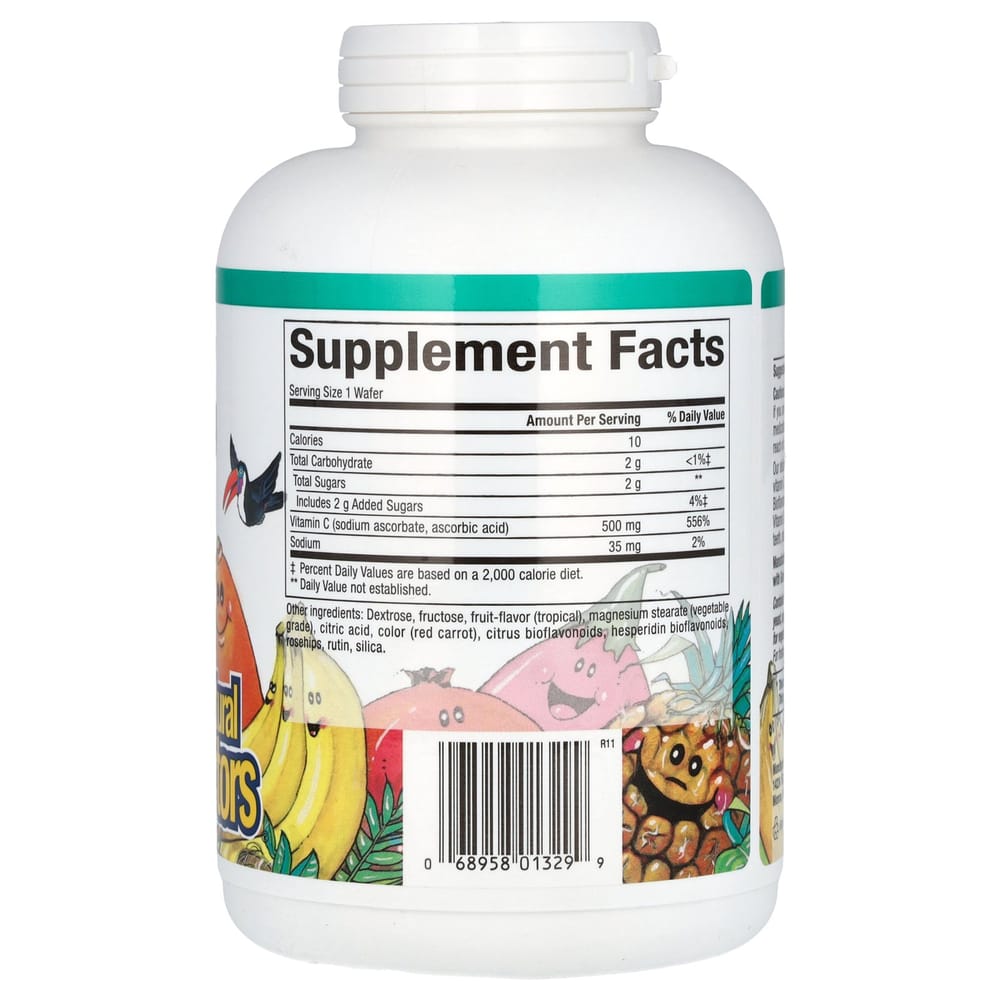Natural Factors Fruit Chew Vitamin C Tropical Flavor 500mg Chewable Wafers, 180 Count
