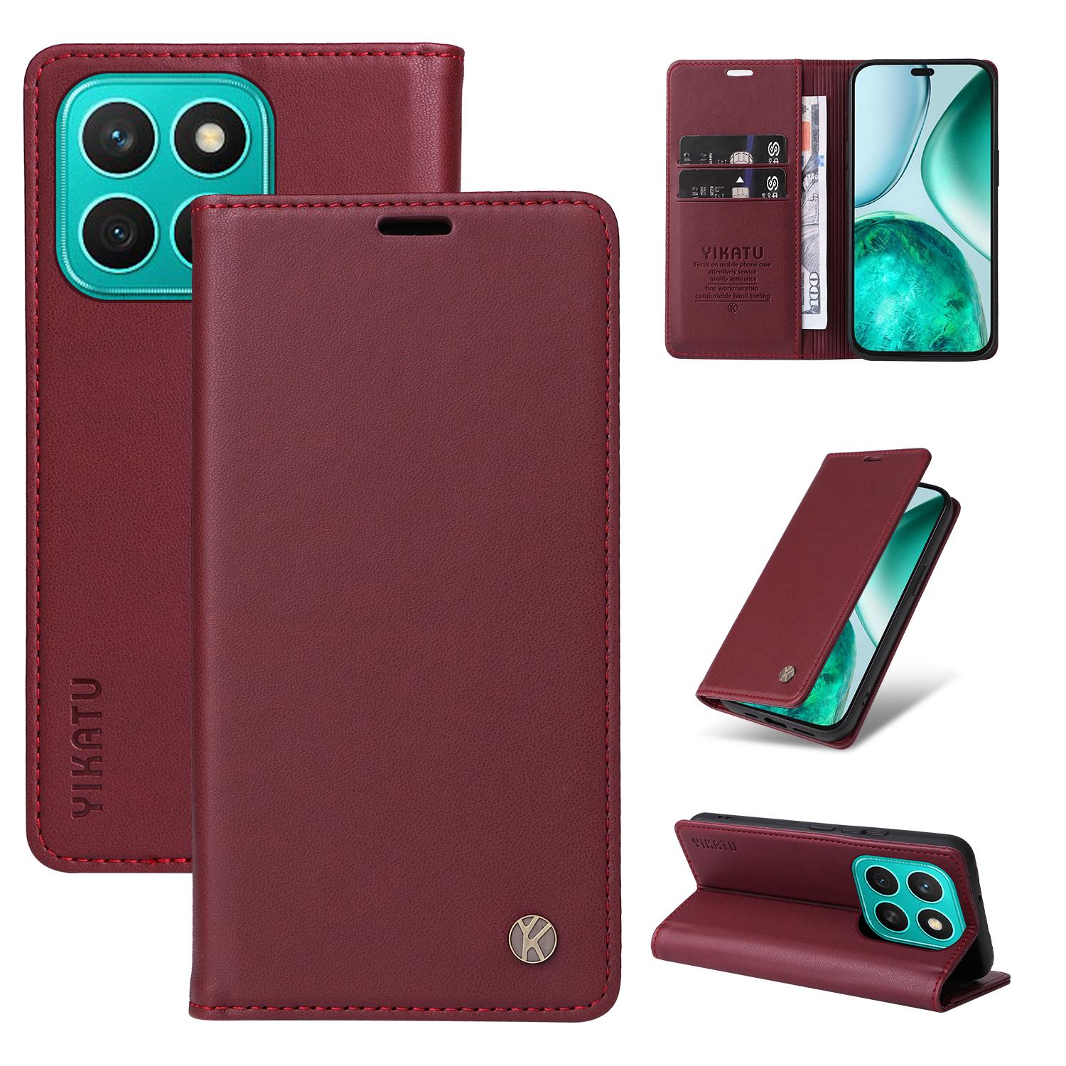 

For Honor X8c 4G Phone Cases YIKATU Magnetic Closure PU Leather Mobile Cover F