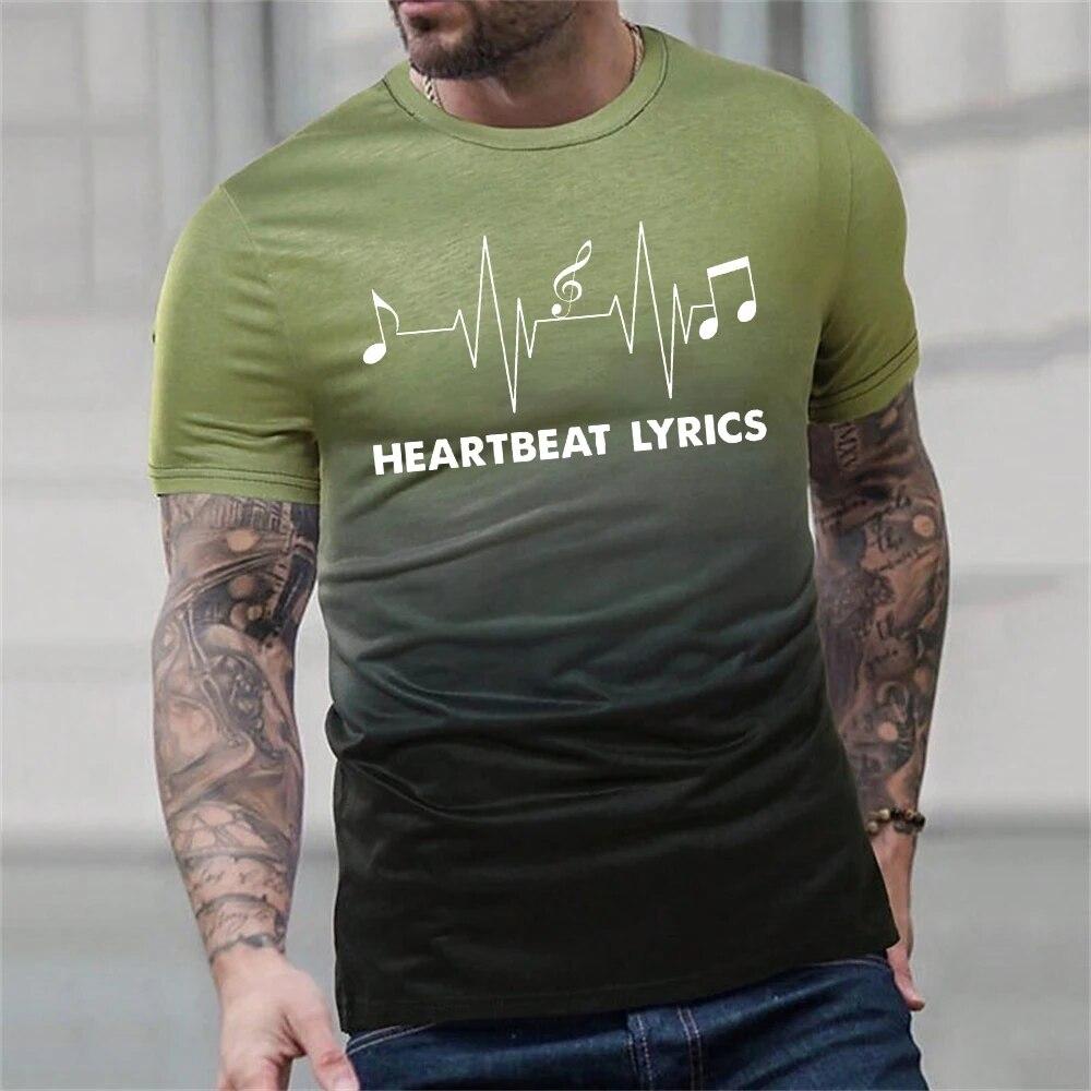 

Мужская футболка с 3D-принтом в градиентном стиле, футболка с музыкальной нотой, летняя футболка большого размера для мужчин, модные топы с короткими рукавами и круглым вырезом 6XL