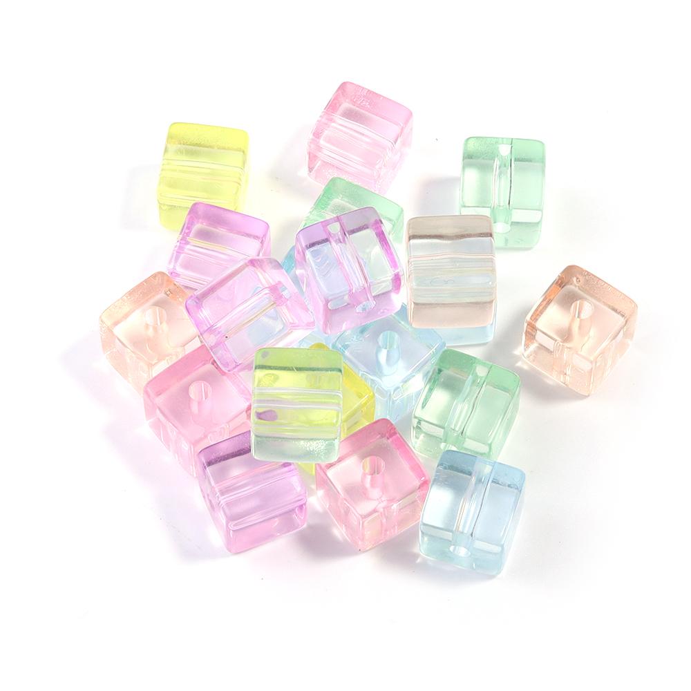 20pcs/lot 12mm Transparent Matte Square Acrylic Beads Cube Loose Spacer Beads For Jewelry Making DIY Bracelet Necklace Keychain