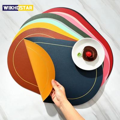 1pc PU Placemats Dining Table Waterproof Heat-Resistant Non-Slip Table Mat Nordic Style Cup Mat Washable for Dining