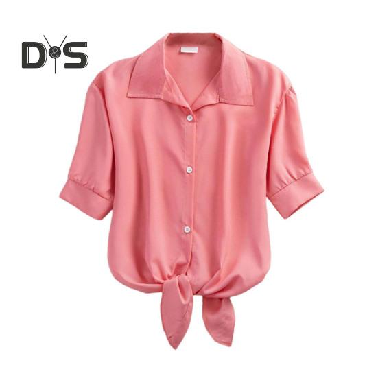 

Женская рубашка, летняя, с коротким рукавом, повседневная, с лацканами, однотонная, дышащая, женская блузка для офиса, путешествий, вечеринок, повседневной одежды XXL розовый