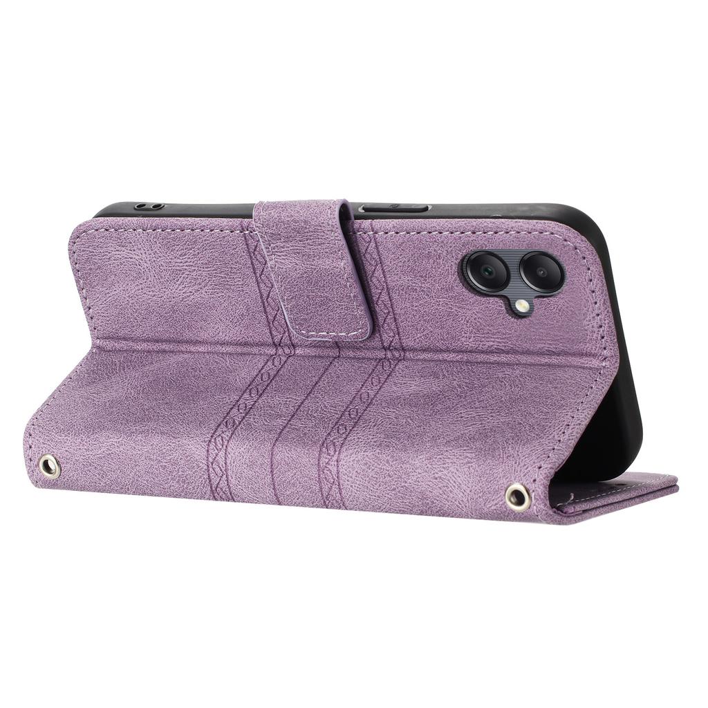 For Samsung Galaxy A07/A06 4G/5G Case Wallet Skin-Touch Leather Imprinted Phone Cover with Wrist Strap