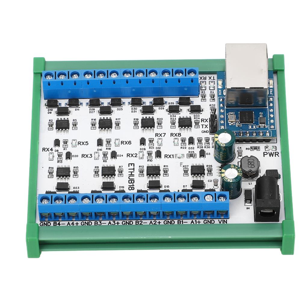 RJ45 zu 8 RS485 Hub Konverter TVS Überspannungsschutz 115200BPS Hub-Platine für Sicherheitsüberwachung