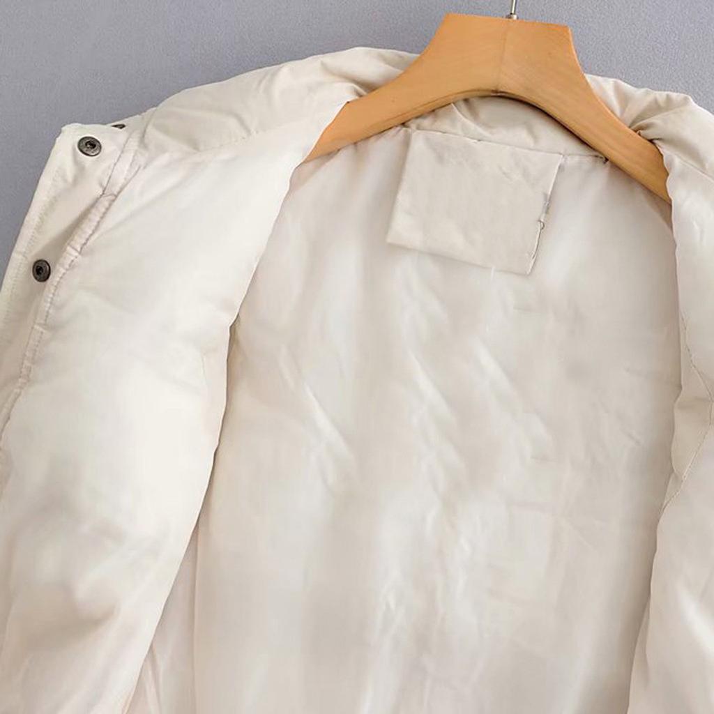 Women Solid Short Outerwear Cotton Jackets Pocket Loose Stand Vest Coats