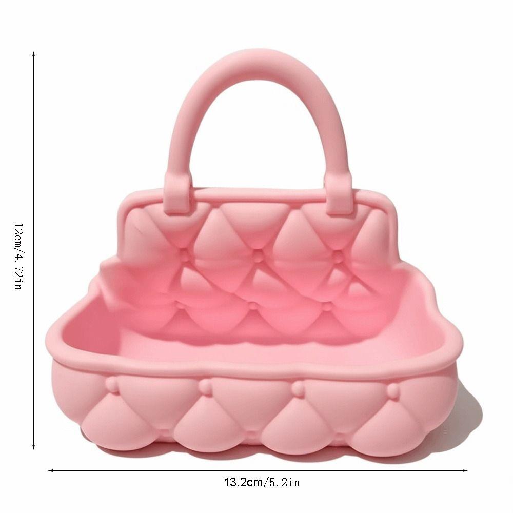 Solid Color Handbag Storage Basket Warm Style Handbag Design Jewelry Storage Basket Plaid Pattern Soft Desktop Storage Basket