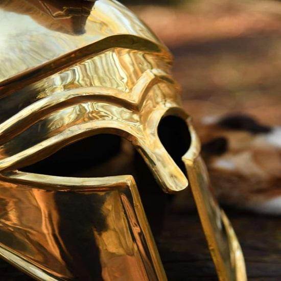 Italo-Corinthian Helmet with Plume, 1.3 Mm Brass Gold Finish
