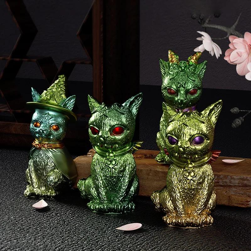 1pcs Devil Cat Candle Holder Resin Molds, Magic Cat Molds, Epoxy Resin Casting Pirate Cat Plaster Molds, Animal Pendant Molds