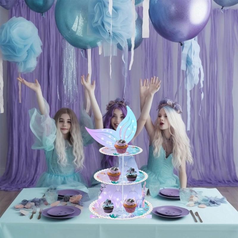 Convenient 3Tier Cupcake Stand Portable Cake Stand Convenient Cardboard Cupcake Tiers Stands for Different Gatherings