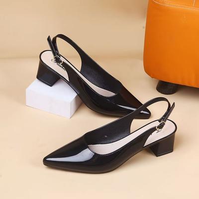 Damsandaletter med spetsig tå, slip-on, blockklack, sommar, nya, mjuk sula, halkfria, vattentäta, utomhus, strandsandaler, mode, nakenfärgade skor