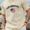 Summer men's round-neck American Los Angeles flag casual T-shirt, 100% pure cotton casual breathable short-sleeved top