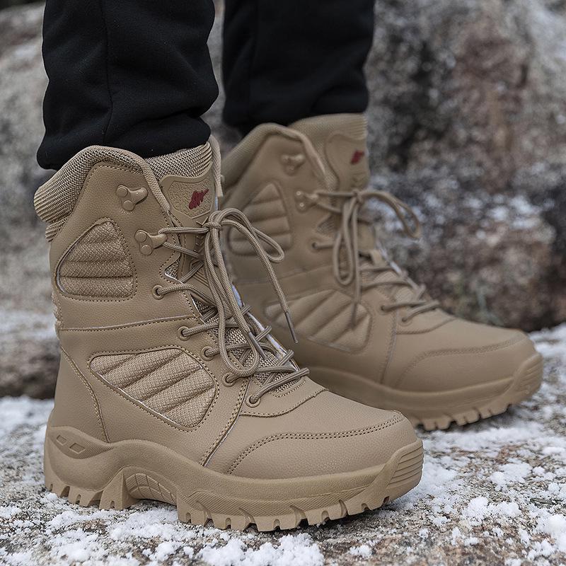 

2025 Lightweight High-Top Desert Boots - Winter Hiking & Combat Training Shoes with Plush Lining 44 пісочний