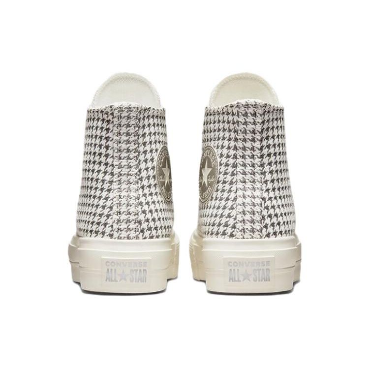 Converse Chuck Taylor All Star Lift Platform High Pepita Glanz - Egret Reinsilber Damen Sneaker Creme A04276C