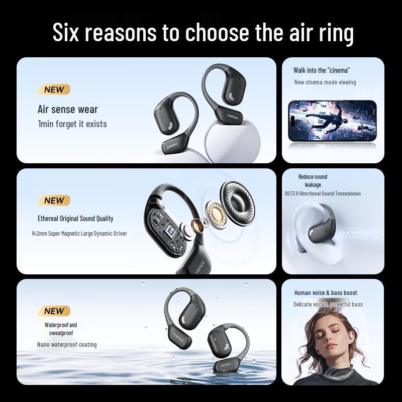 Yinbeiqi Open Air Open-Ear Bluetooth Ear Hook Sports Earphones