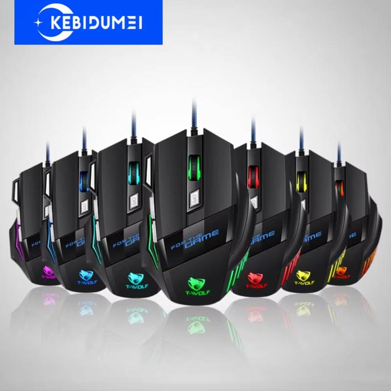 USB Wired Gaming Mouse 7 Button Backlit Ergonomic Mice 2400 DPI Backlight Adjustable Optical Mice for PC Gamer Computer Desktop