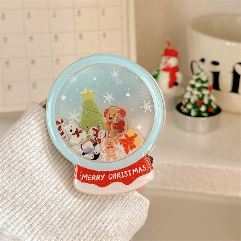 

Cute Quicksand Christmas Cartoon Magnetic Holder Grip Tok Griptok Phone Stand Support For iPhone 16 15 For Pad Magsafe Smart Tok
