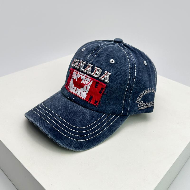 Neue Unisex Baseballkappen mit Stickerei der kanadischen Flagge, atmungsaktiv, Retro-Sonnenschutz, distressed, Schirmmützen, vielseitig, Mode, Freizeit