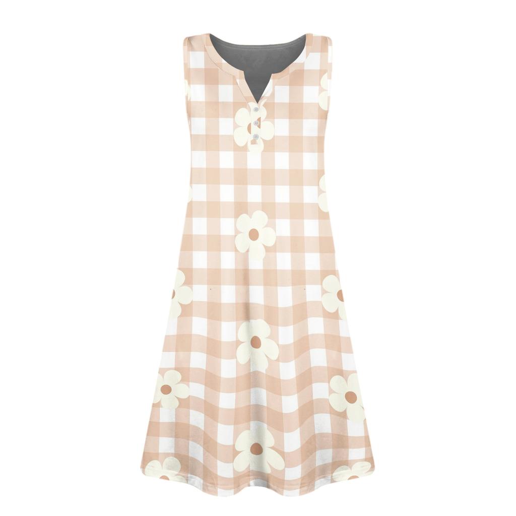 Girl Summer Dress Color & Print Sleeveless Dress With Pocket Casual Dress Sleeveless Party Dress