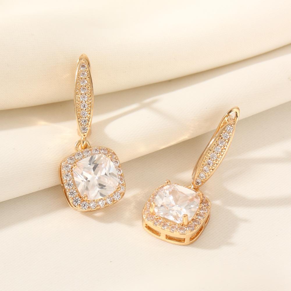 1 Paar modische quadratische baumelnde Ohrringe für Frauen, Zirkonia, Schmuck für den täglichen Gebrauch, Hochzeits- und Party-Accessoires