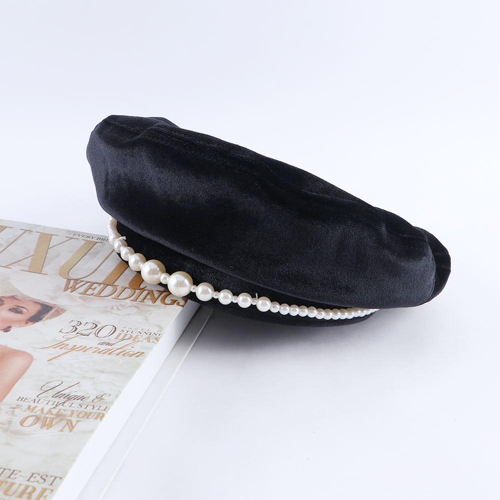 

Winter Pearl Autumn British Style Korean Style Hat Velvet Berets Painter Hat Women Octagonal Cap