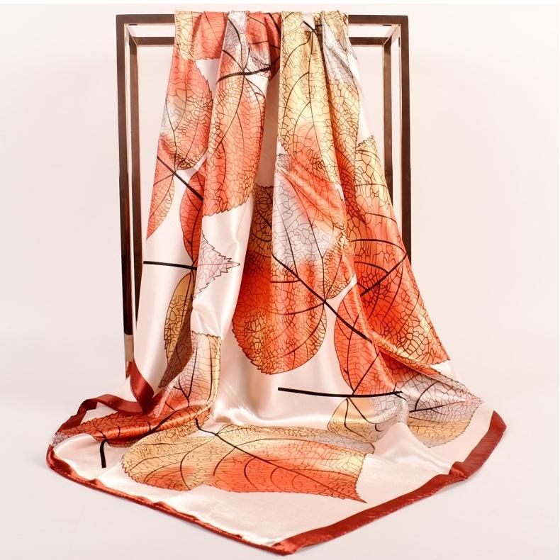 90x90cm Women Silk Scarf Small Satin Square Print Wrap Foulard Femme Handkerchief Bandana Neck Hair Skinny Tie Scarves Shawl