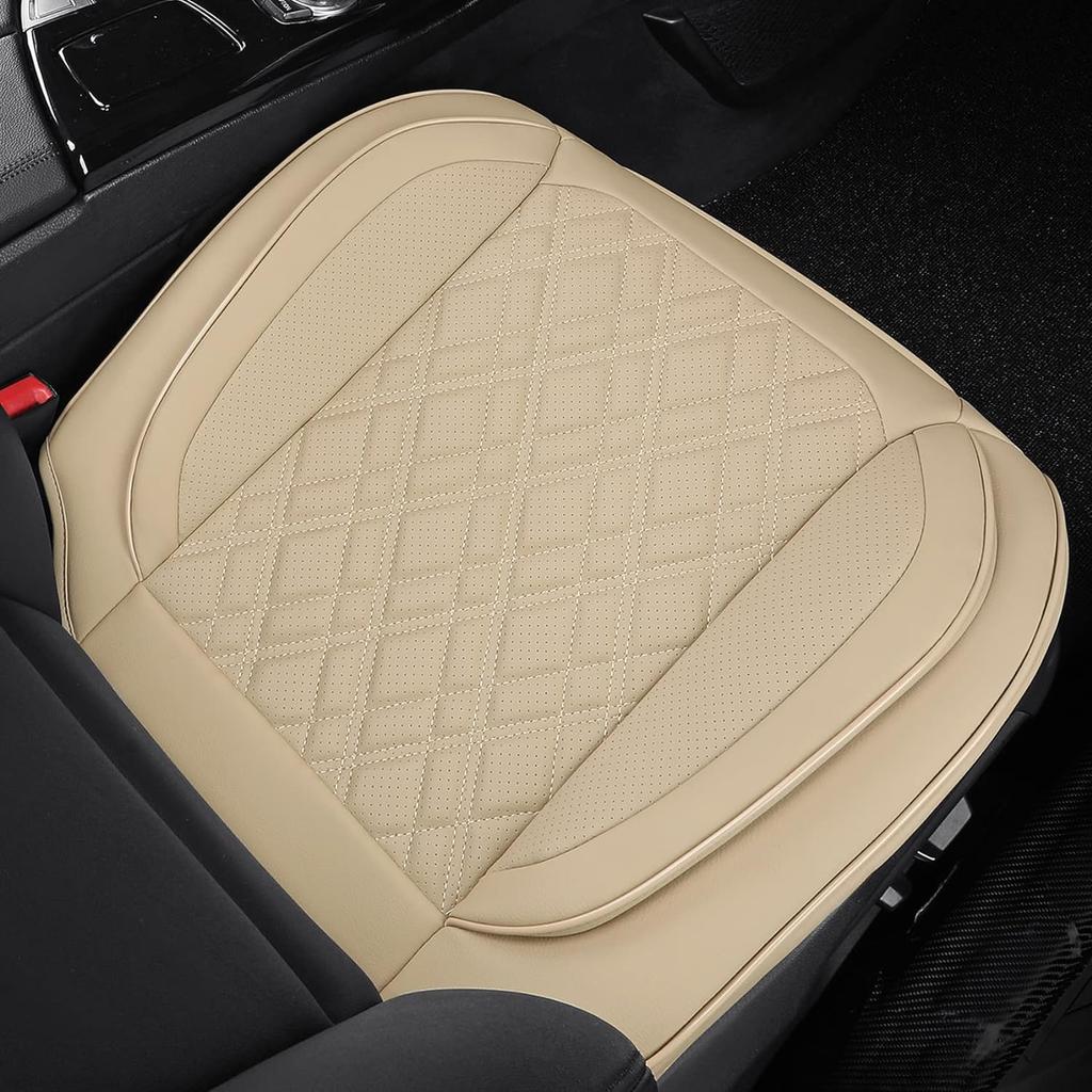 Car Seat Cover Front PU Leather Seat Covers, 2Pcs Universal Bottom Seat Covers for Cars, Anti-Slip, Storage Bags,Full Wrapping Edge Fits 95% of