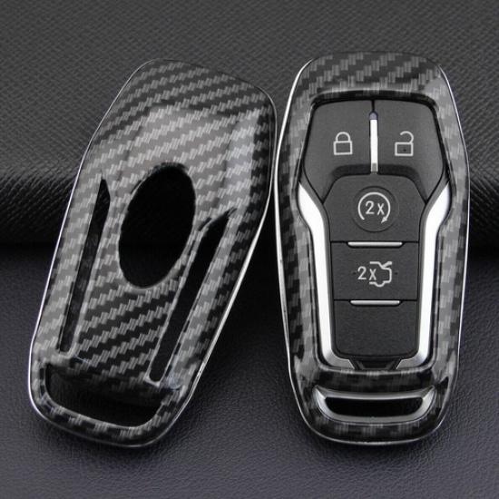 For Ford 2013- Carbon Fiber Hard Smart Key Fob Case Shell Cover Accessories