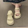 Thick-soled heightening word with sandals women's 2025 summer new outer wear fashionable and versatile casual not tired foot slippers tide