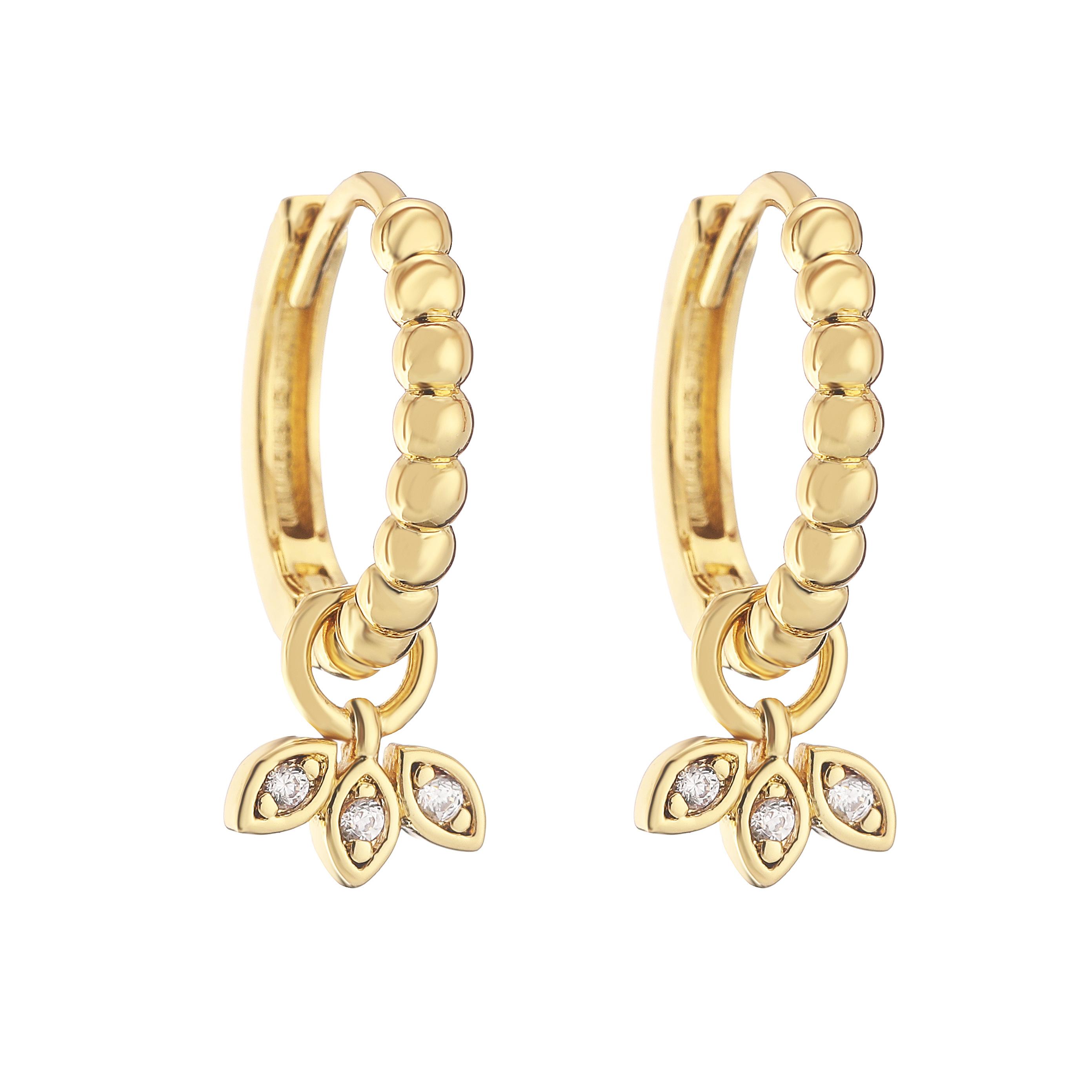 HECHENG,Gold Copper Color Copper Small Hoop Earrings Woman Tiny Star Bear Heart Piercing Earring Unusual Zircon New Arrival