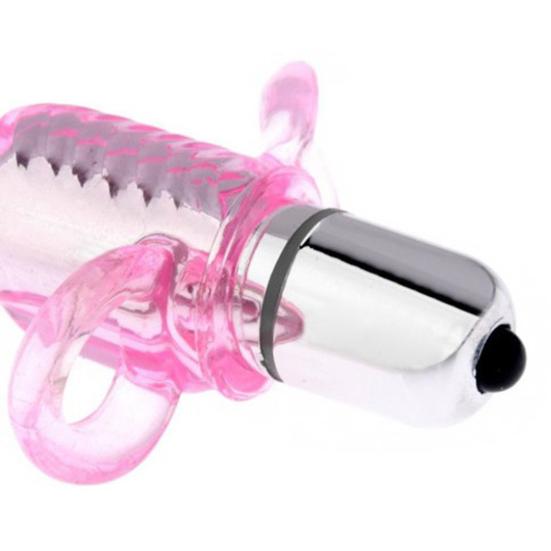 Tongue Shaped Finger Vibe Waterproof Finger Stimulator Mini Battery Operated Vibration Massager Tool with Dots