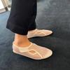 New Velcro Breathable Fishing Net Shallow Mouth Flat Shoes Round Head Hollow Roman Sandals Commuter Single Shoes Women