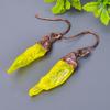 Yellow Topaz Rough Stone Unique Artisan Dangling Trendy Earrings Jewelry Copper V-7