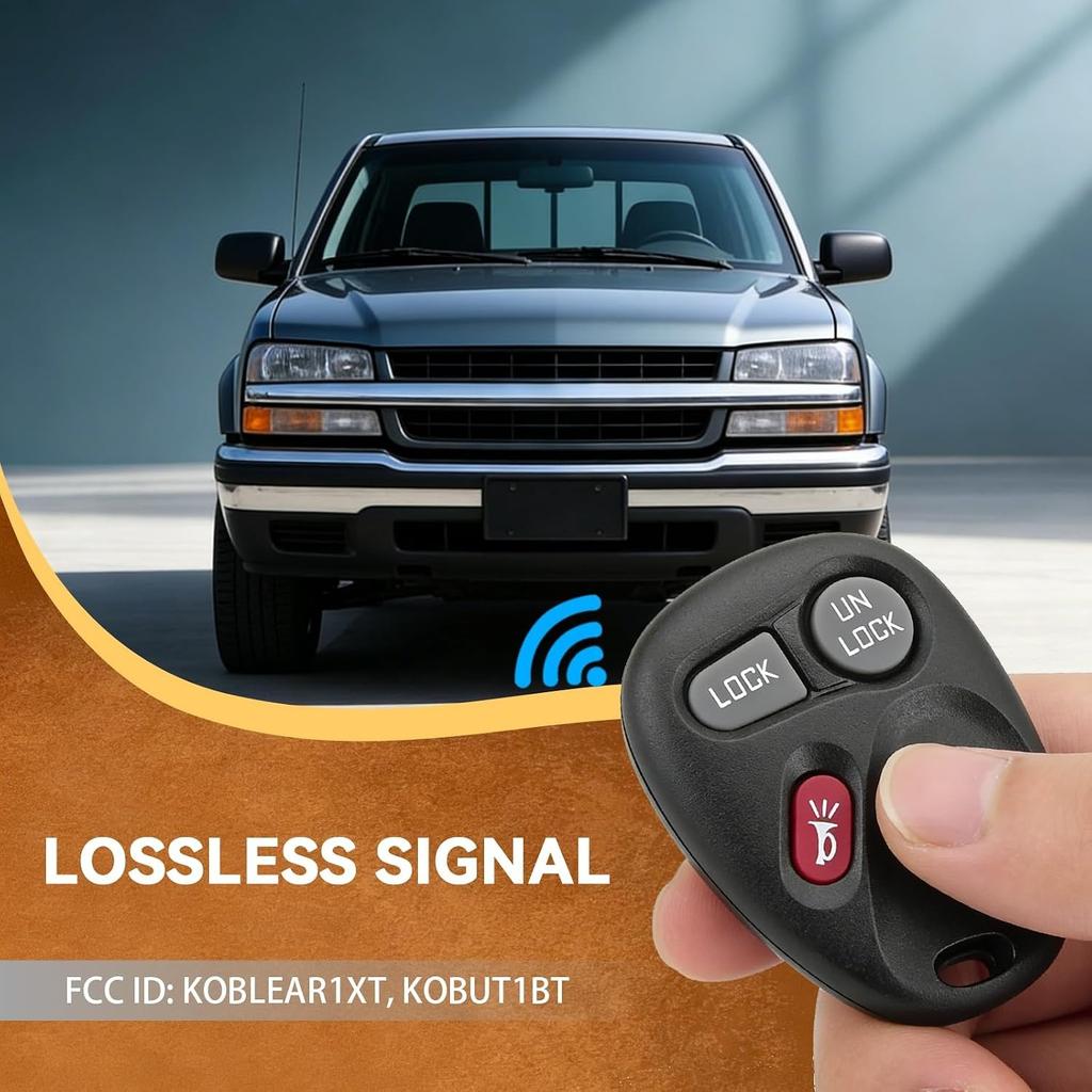 2PCS Key Fob for 1998-2002 Chevrolet Chevy Silverado Suburban Tahoe GMC Yukon Sierra Oldsmobile Fit for Car Owner Replace or Spare Key KOBLEAR1XT