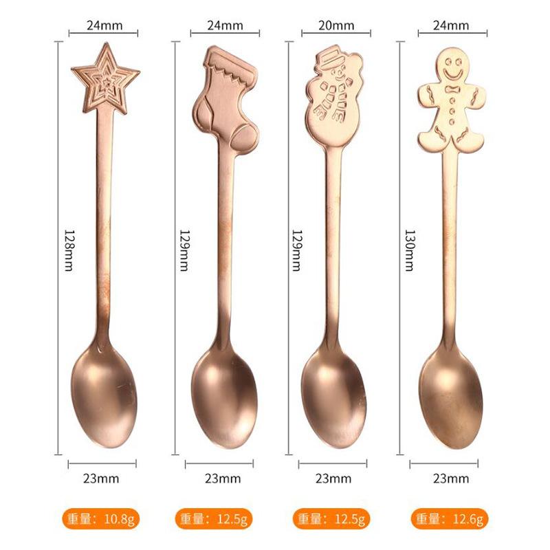Edelstahl Löffel Tafelgeschirr Runder Löffel Kuchen Dessert Eis Kaffee Löffel Kreatives Weihnachts-Löffel-Set