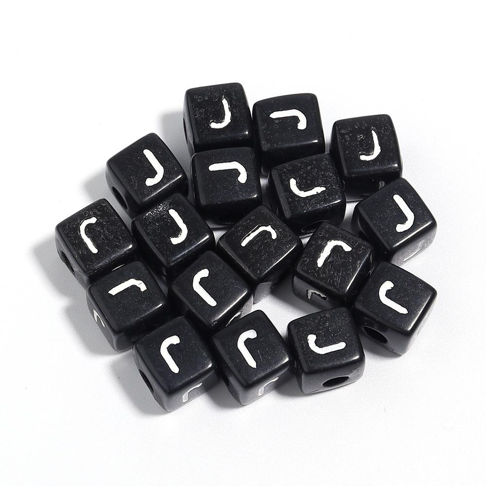 50-100 Stück Schwarze Acryl Buchstabenperlen A-Z Alphabetperlen Würfel Abstandshalterperlen Für DIY Armband Halskette Schmuckherstellung Zubehör
