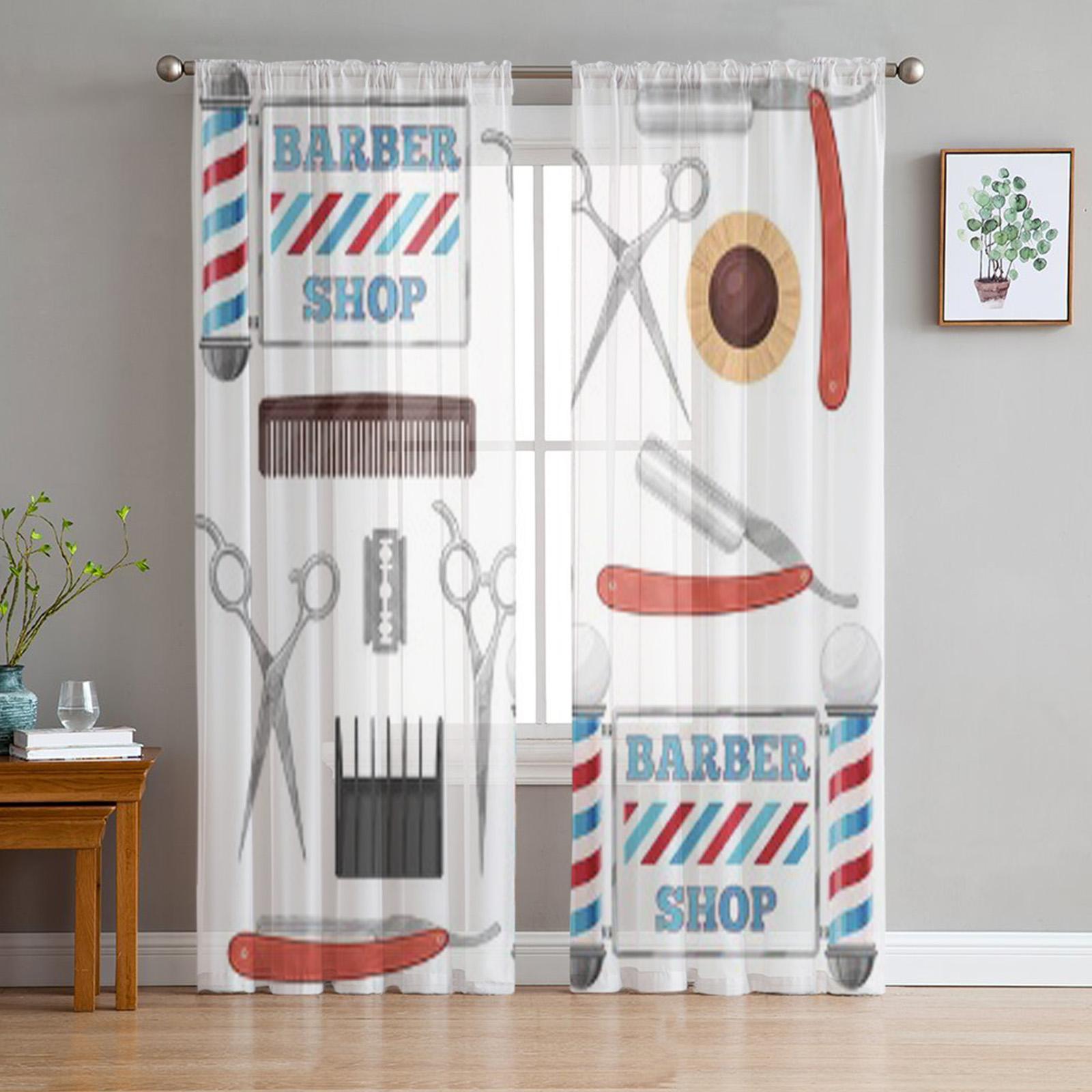 

Элемент дизайна для парикмахерской, прозрачные шторы для гостиной, современные модные занавески с балдахином для кухни, тюлевые шторы