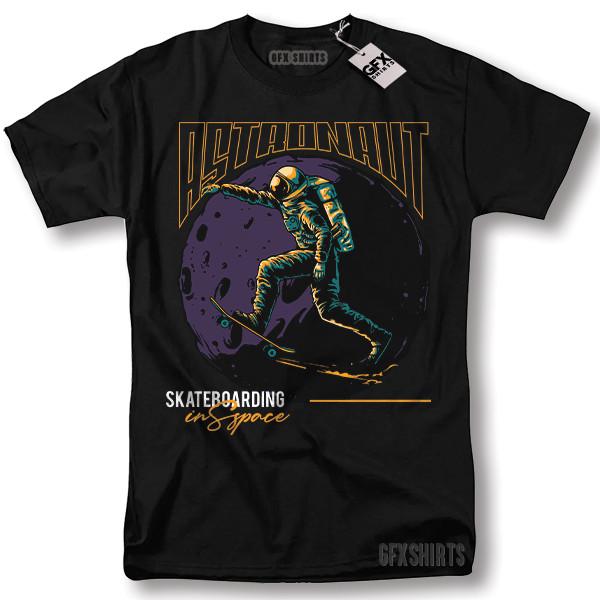 Skateboarding Astronaut Shirt Space Galaxy Cool Gift Graphic T-shirt Unisex T-Shirt