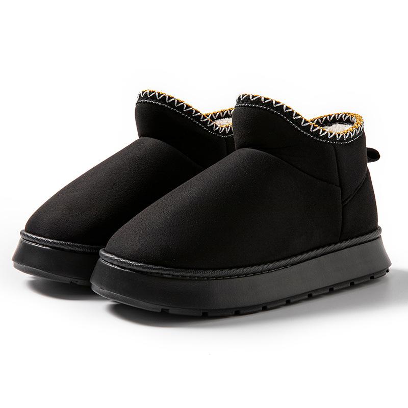 

Платформенные замшевые зимние сапоги для женщин, зимние теплые уютные пушистые нескользящие женские мини-ботильоны до щиколотки, домашние тапочки для дома для улицы, домашняя обувь с меховой подкладкой 44-45 чёрный