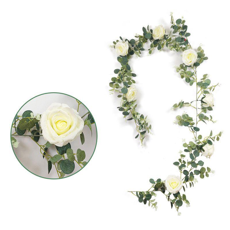 Lush 1.95m Artificial Eucalyptus With Rose Vine Perfect For Event And Home Decorations