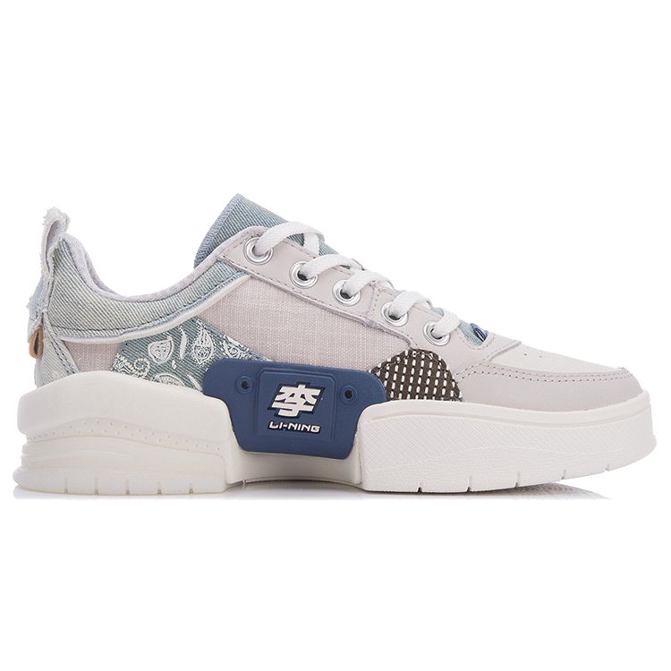 Li Ning Wei Wu Zen Elastic Classic Low-Top Skate Shoes Women Skate Shoes Gray Blue AGCR214-2