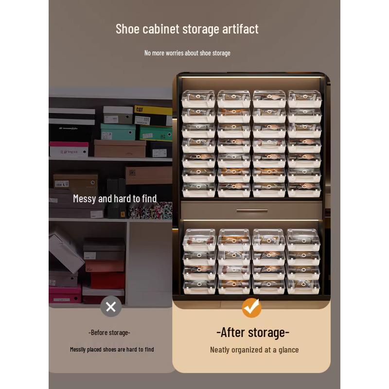 Transparent Space-Saving Long Boot Storage Box - No-Installation Shoe Cabinet