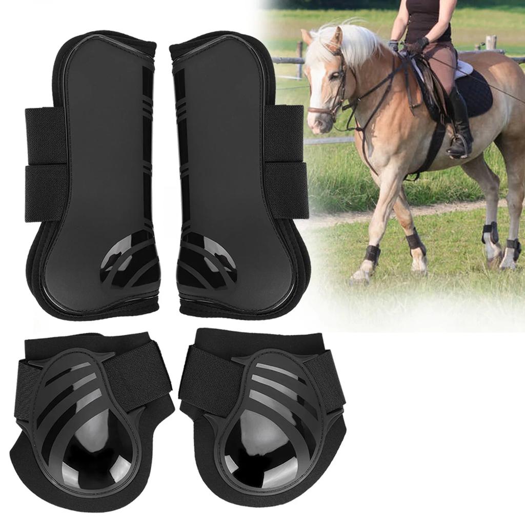 2 Pair Elastic Horse Boot Thicken PU Front Hind Boots Legs Protector For Training Jumping
