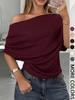 Summer Womens T Shirt With Modale Fabric Short Sleeve One Shoulder Casual Style For Daily Wear