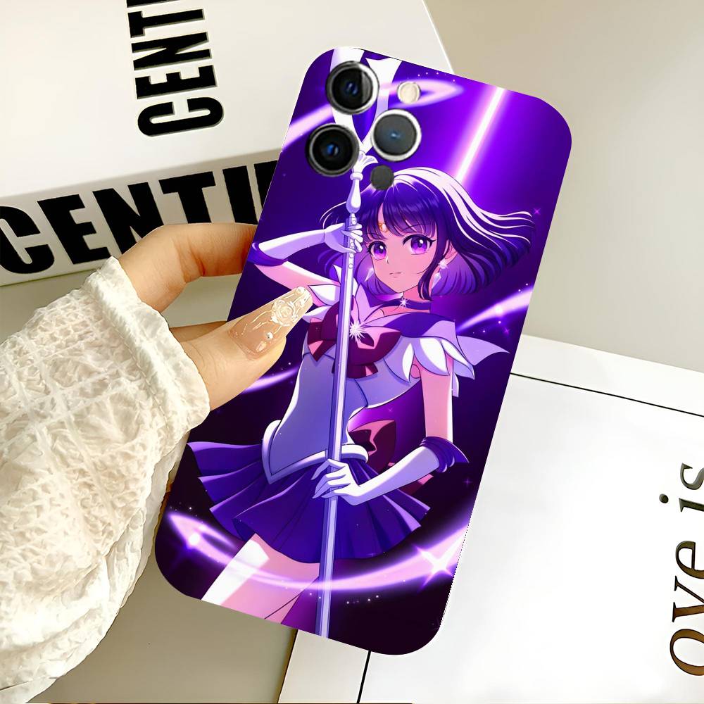 Kawaii Sailor S-Saturn Anime Sailor M-moon Phone Case Silicone Soft For IPhone 17 Air 16 15 14 13 12 11 Plus Pro Max Plus